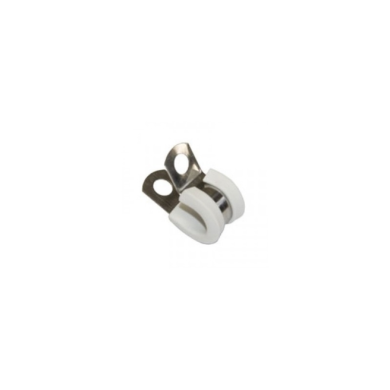 Graffa fissatubo 1/4” in acciaio inox  con guarnizione colore BIANCO ¼” S. Steel clamp with white seal