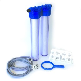 Kit doppio di sistema filtrante 2x20" ing. 3/4" con cartucce in melt blown