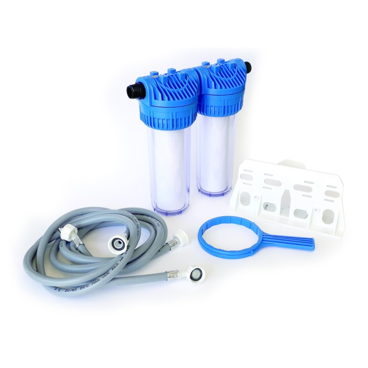 Kit doppio di sistema filtrante 2x9"- 3/4" con cartucce in melt blown da 5 -1 micron