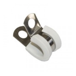 Graffa fissatubo in 3/8" con guarnizione - colore bianco - acciaio inox