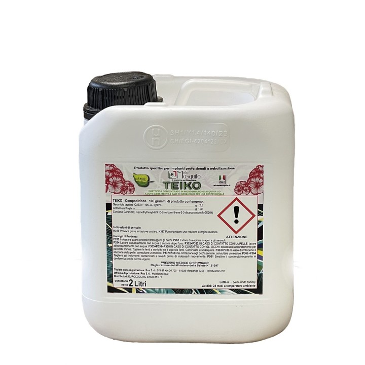 TEIKO - Biocida naturale di origine vegetale a base di geraniolo in microemulsione acquosa  in tanica da 2 litri