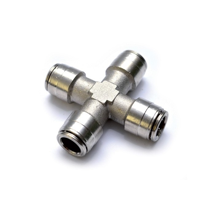 Raccordo a croce 4 vie ad innesto 3/8” - ottone nichelato
