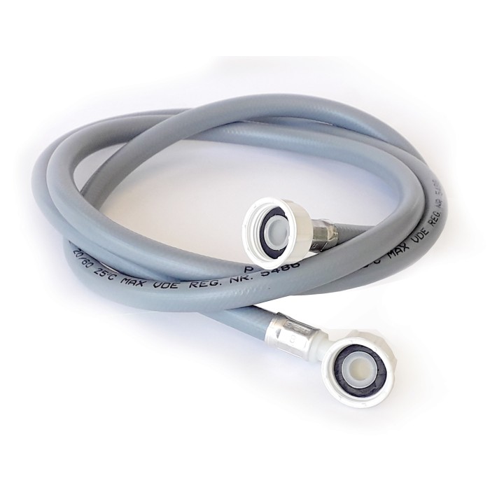 Tubo di carico filtri Ø 10X16 in gomma  per acqua fredda, con raccordi in ottone FF 3/4-  90° 3/4 dritto - 150/200 cm.