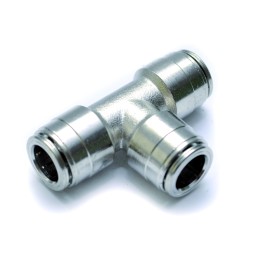Raccordo a T ad innesto rapido per tubo 3/8" - ottone nichelato