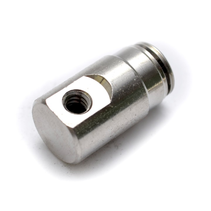 Raccordo di fine linea a 90° porta ugello per tubo 3/8" x filetto ugello 10/24" - ottone nichelato