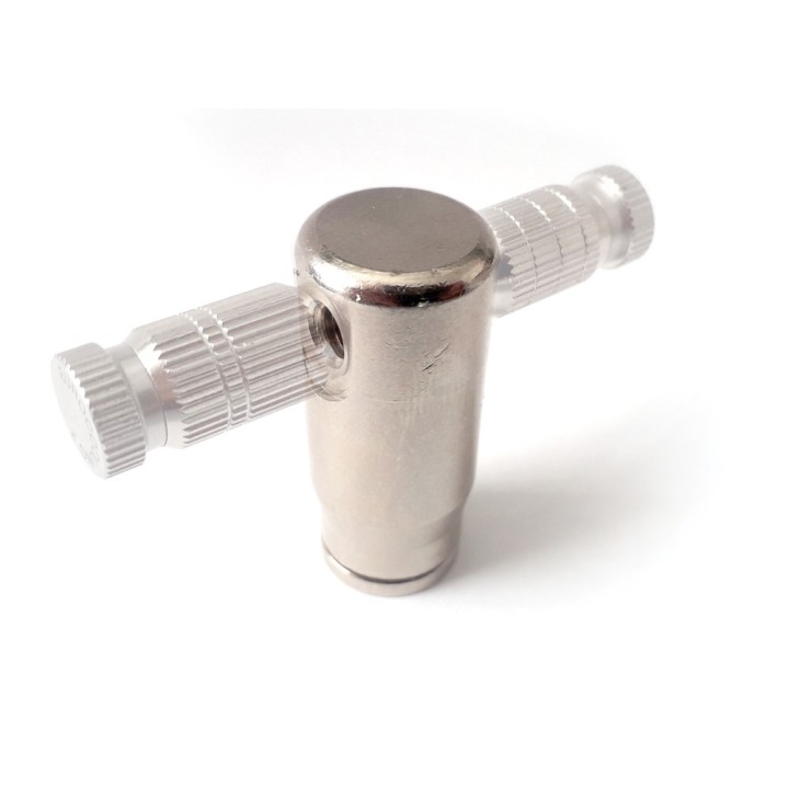 Raccordo di fine linea doppio a 180° porta ugello per tubo 3/8" x filetto ugello 10/24"- ottone nichelato